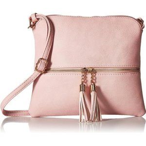 Pink Cute Lightweight Medium Crossbody Bag with Tassel